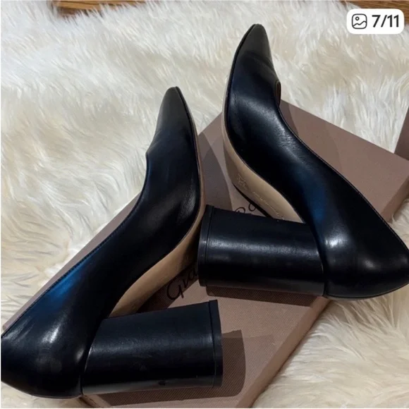 Gianvito Rossi Elegant Black Leather Block Heels Sz:37 - Picture 7 of 11
